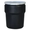 10 Gallon Black Plastic Drum, Taper Sided, UN Rated, Cover W/Plastic Lever Lock -Pagagoo Shop 1609blk