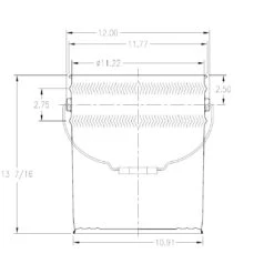 5 Gallon Black Steel Pail & Cover (24 Gauge) UN Rated, Pigmented Phenolic Lining (S3 Series) -Pagagoo Shop 24 gauge drawing 2