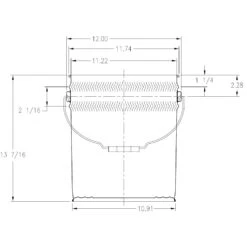 5 Gallon Gray Open Head Steel Pail (26 Gauge) UN Rated, Pigmented Phenolic Lining (S3 Series) -Pagagoo Shop 26 gauge drawing 2