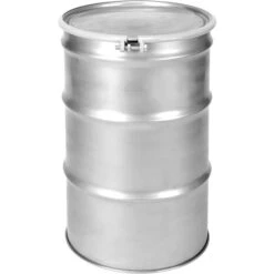 55 Gallon Stainless Steel Drum, UN Rated, Cover W/Bolt Ring (16 Gauge)