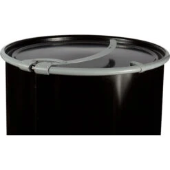 55 Gallon Steel Drum, Black, Straight Sided, Lined, 20GA, Cover W/Lever Lock Ring -Pagagoo Shop 26w56s 4 1
