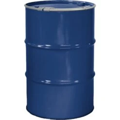55 Gallon Arco Blue Steel Drum, Reconditioned, Unlined, Cover W/Lever Lock Ring, 2" & 3/4" Fittings