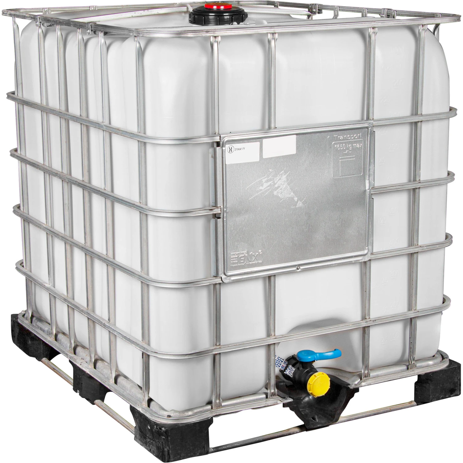 275 Gallon IBC Tote, Rebottled, UN Rated, 2" Camlock Valve, Composite/Steel Pallet