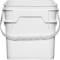 3.5 Gallon White Square Plastic Pail W/Plastic Handle, Life Latch, UN Rated -Pagagoo Shop 3.5 gallon white square plastic pail with plastic handle life latch un rated 56wls3 2