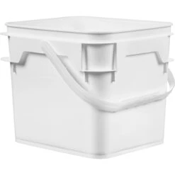 3.5 Gallon White Square Plastic Pail W/Plastic Handle, Life Latch, UN Rated -Pagagoo Shop 3.5 gallon white square plastic pail with plastic handle life latch un rated 56wls3 4
