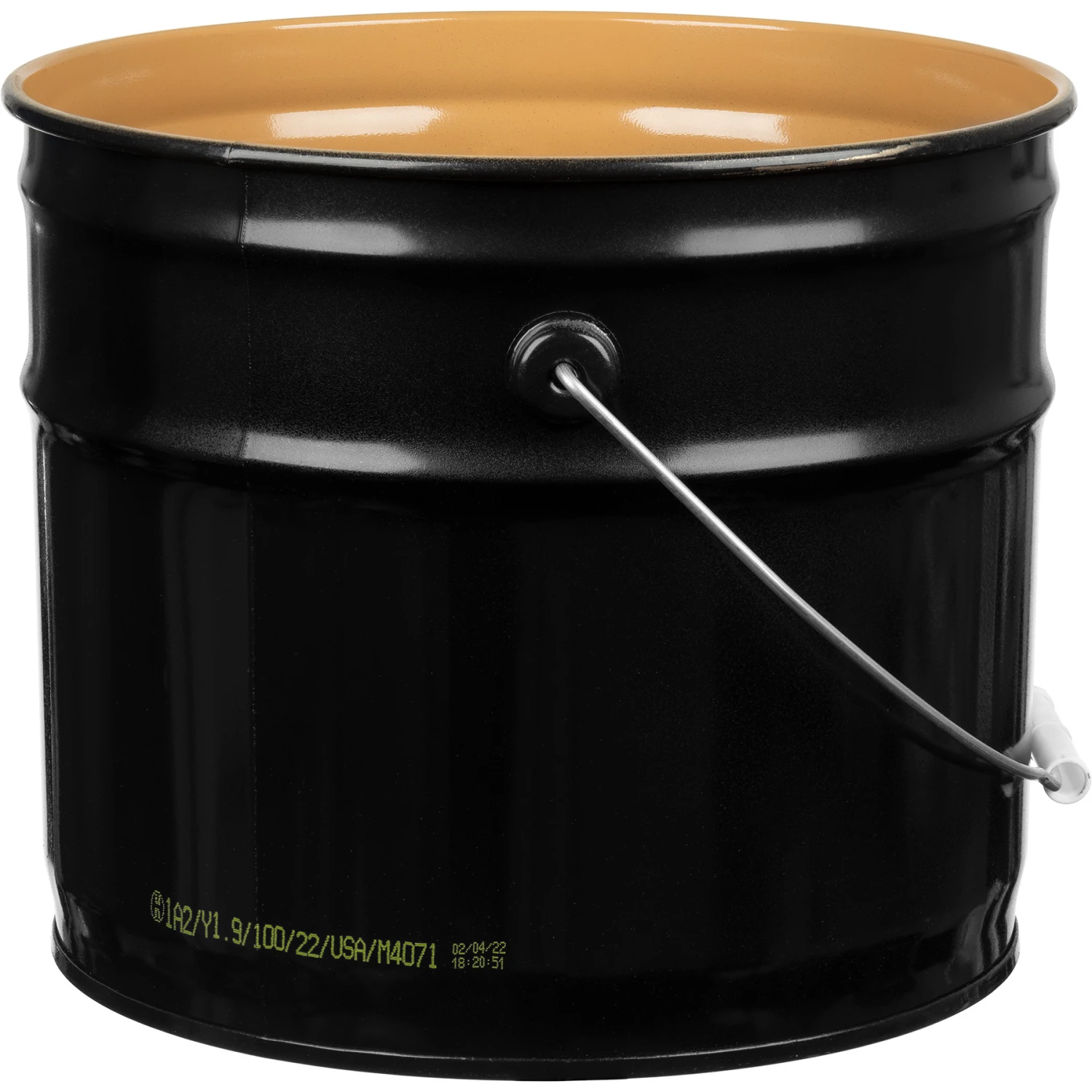 3.5 Gallon Black Open Head Steel Pail (26 Gauge), Epoxy Phenolic Lining, UN Rated (S3 Series) - Image 2