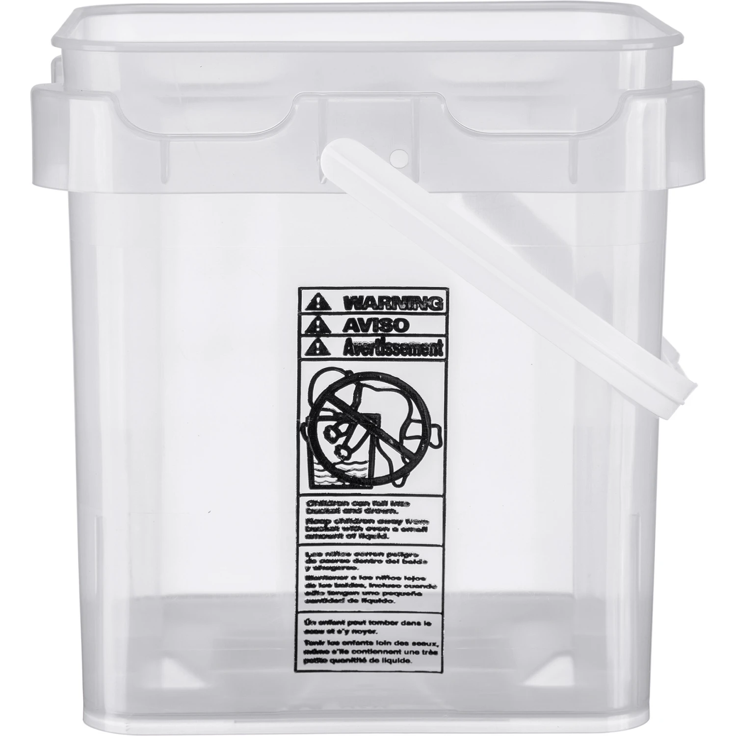 4 Gallon Clarified Square Plastic Pail W/Plastic Handle - Image 2