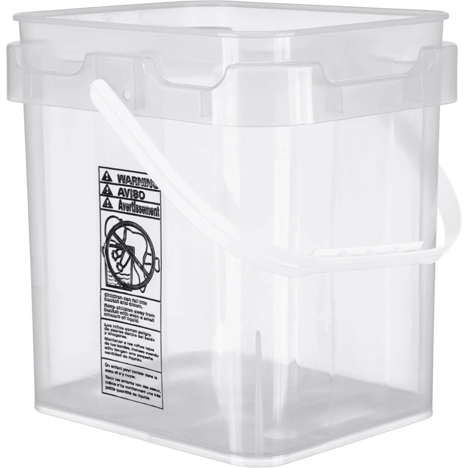 4 Gallon Clarified Square Plastic Pail W/Plastic Handle - Image 3