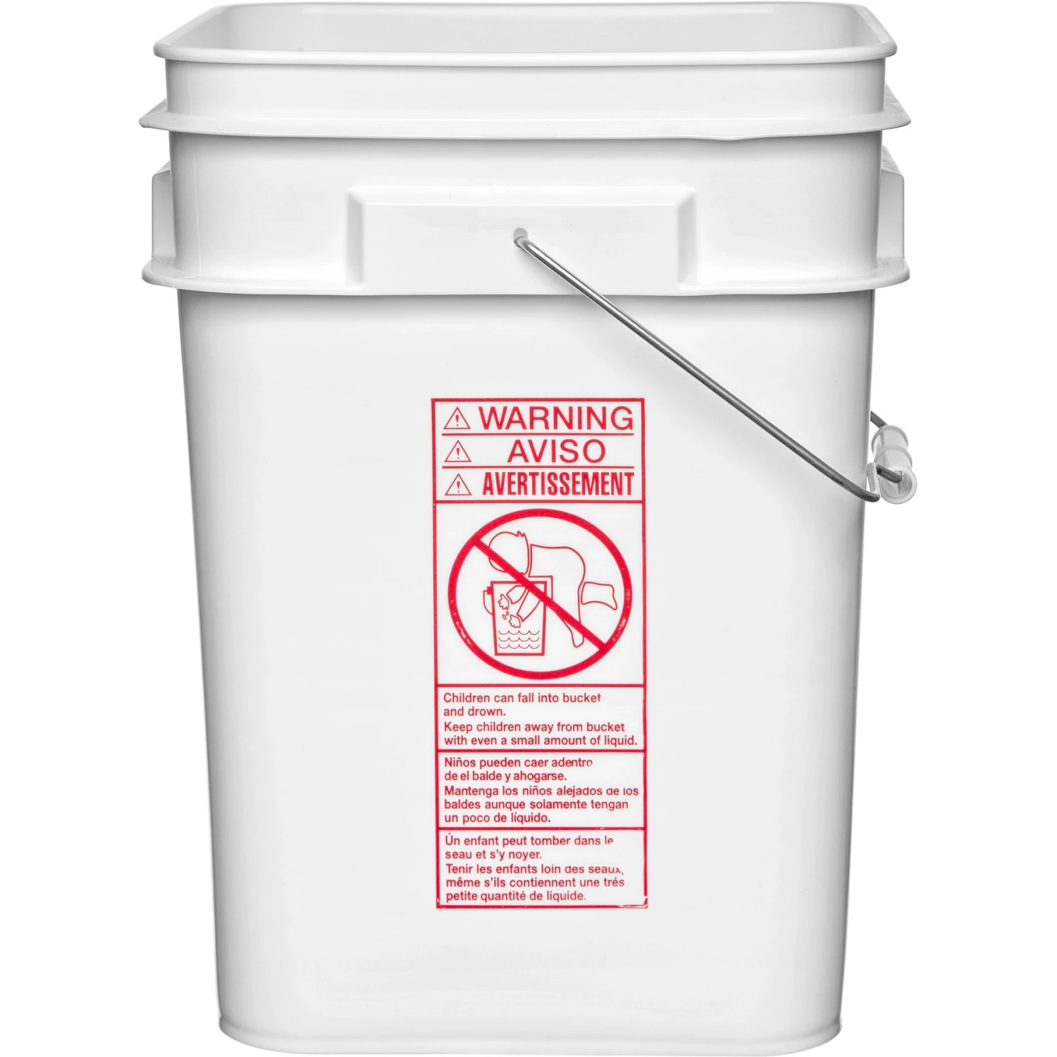 4 Gallon White Square Plastic Pail With Metal Handle (P8 Series)