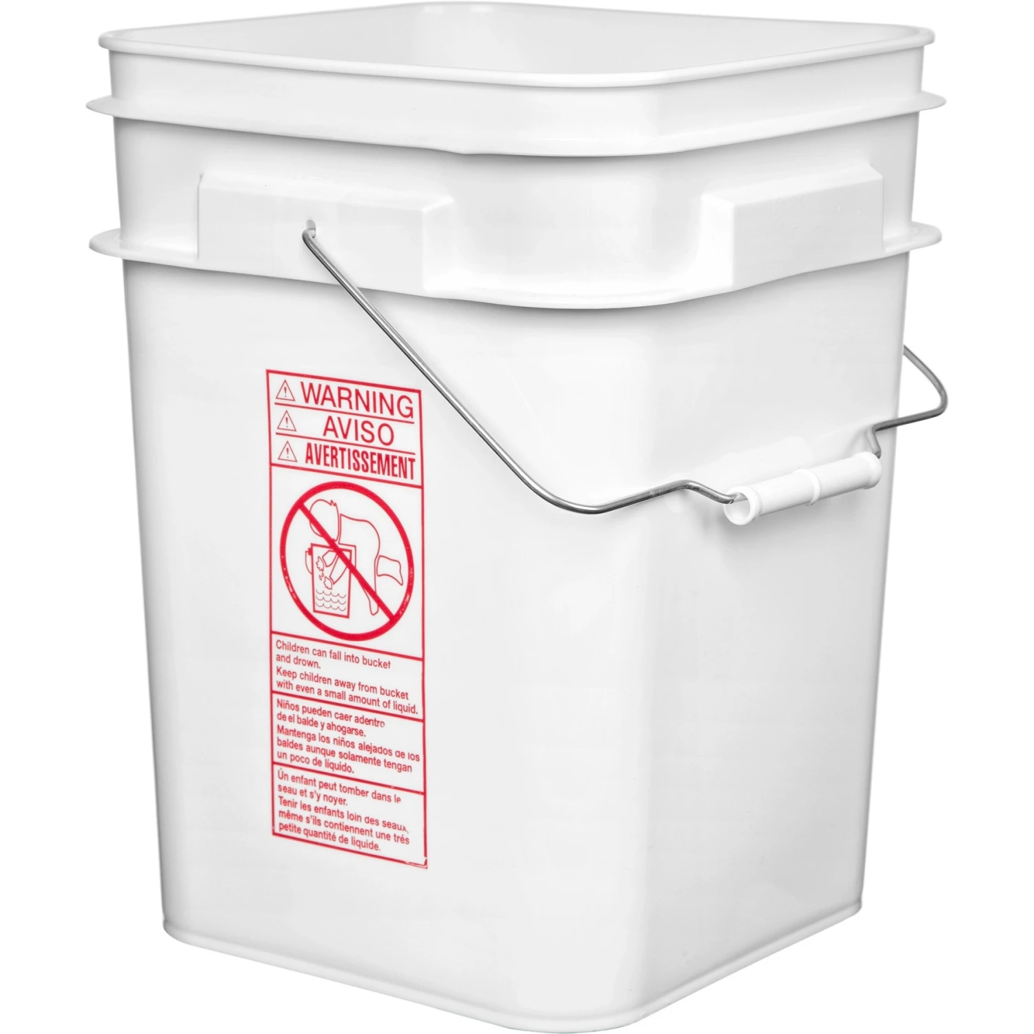 4 Gallon White Square Plastic Pail With Metal Handle (P8 Series) - Image 2