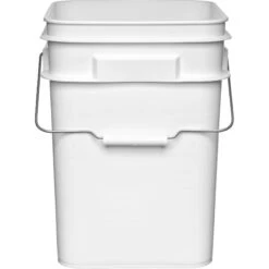 4 Gallon White Square Plastic Pail With Metal Handle (P8 Series) -Pagagoo Shop 4 gallon white square plastic pail with metal handle 56w4ws 3