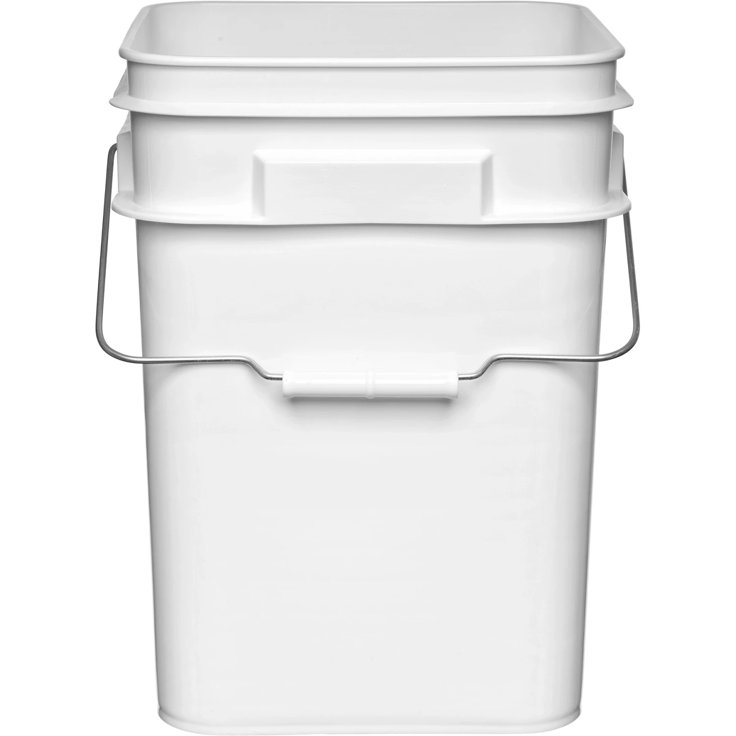 4 Gallon White Square Plastic Pail With Metal Handle (P8 Series) - Image 3