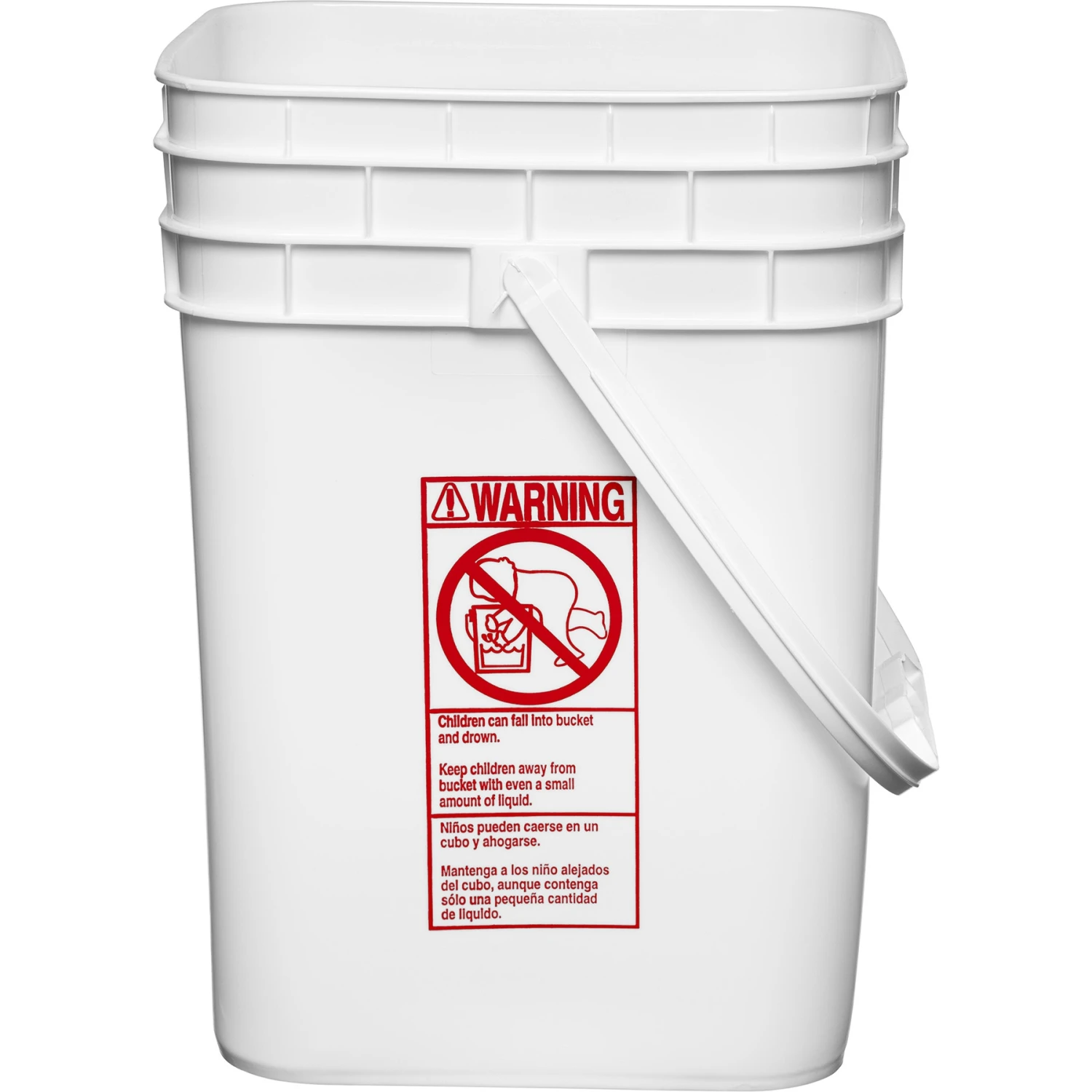4 Gallon White Square Plastic Pail With Plastic Handle, 65 Mil