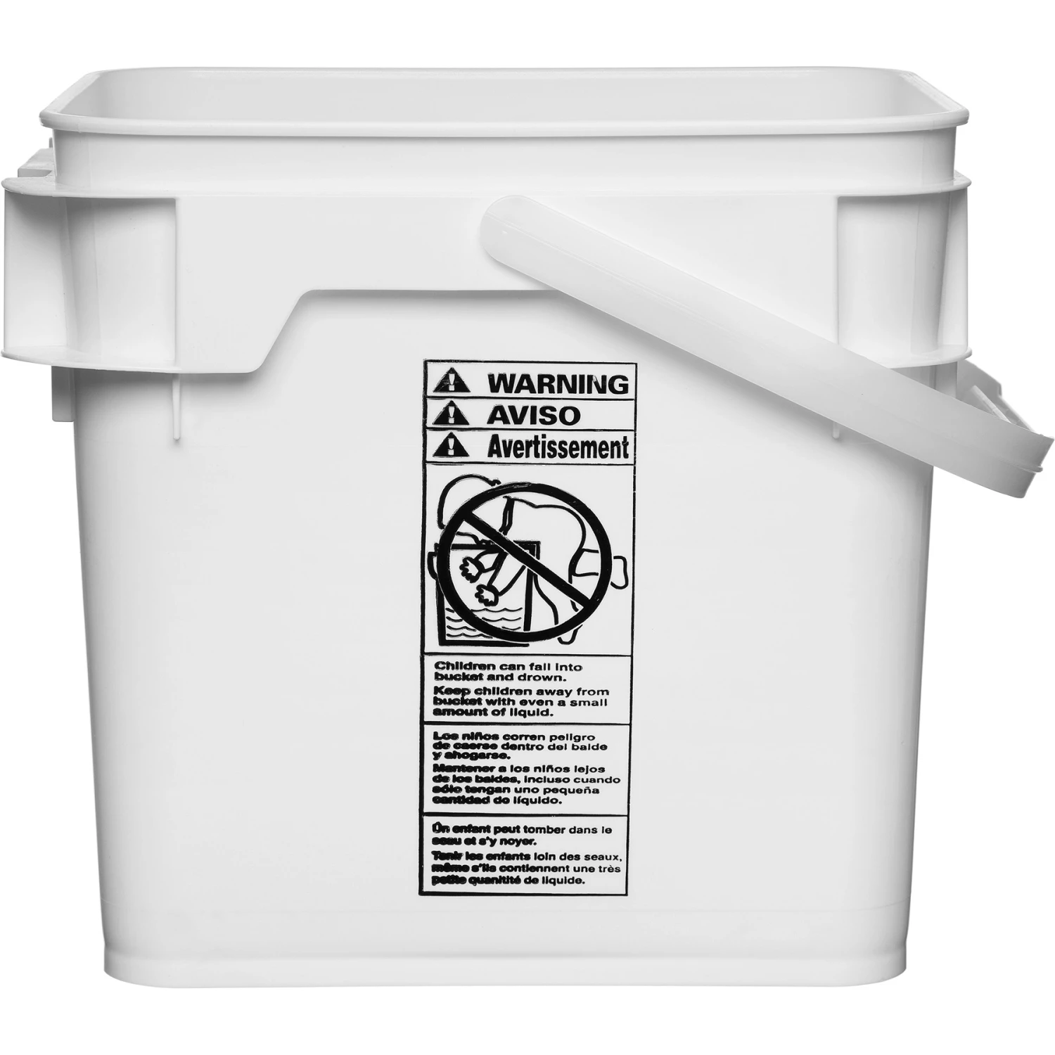 4 Gallon White Square Plastic Pail W/Plastic Handle, Life Latch, UN Rated