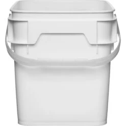 4 Gallon White Square Plastic Pail W/Plastic Handle, Life Latch, UN Rated -Pagagoo Shop 4 gallon white square plastic pail with plastic handle life latch un rated 56wls4 2