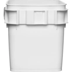 4 Gallon White Square Plastic Pail W/Plastic Handle, Life Latch, UN Rated -Pagagoo Shop 4 gallon white square plastic pail with plastic handle life latch un rated 56wls4 3