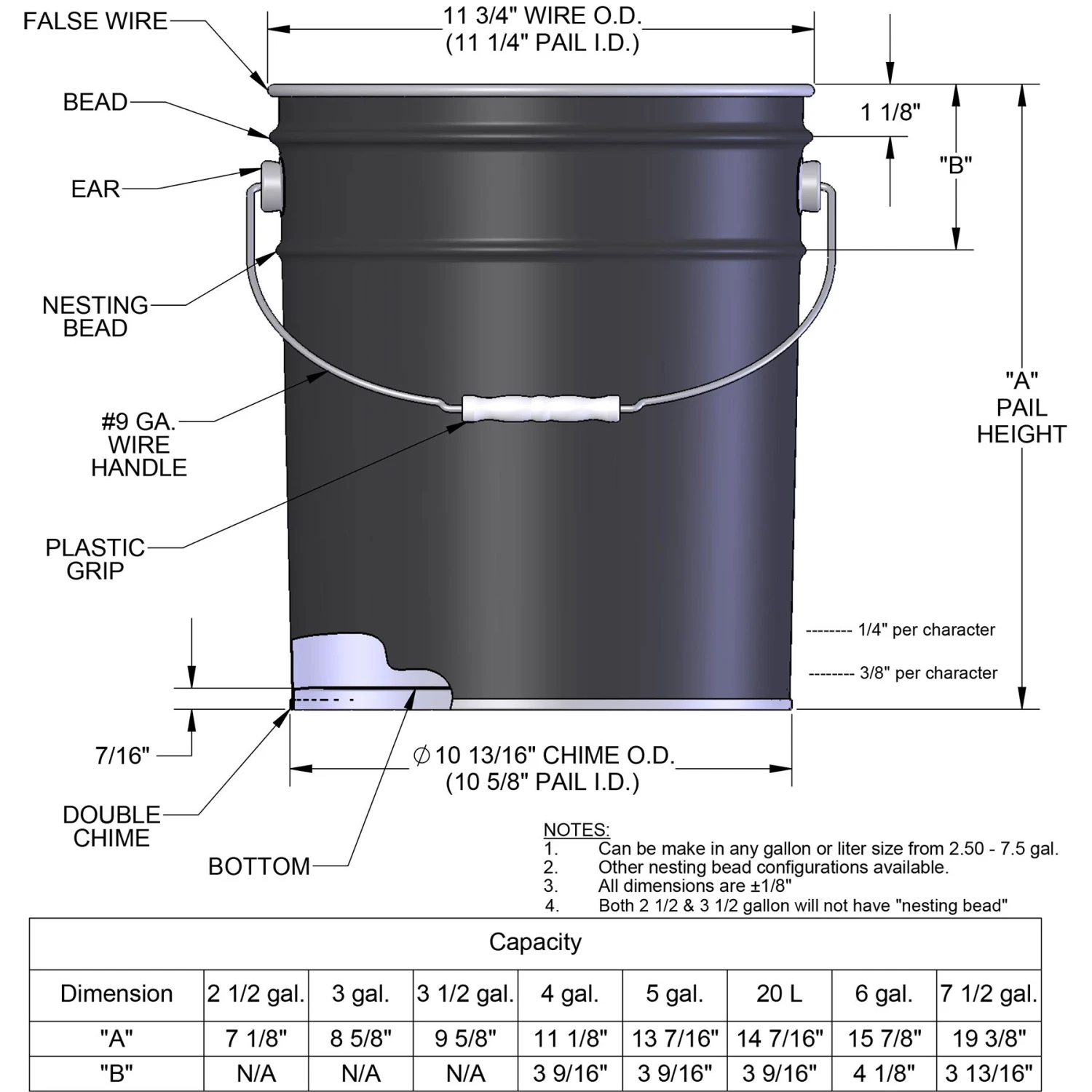 5 Gallon Black Open Head Steel Pail (29 Gauge) Unlined (S2 Series) 5 5 Gallon Black Open Head Steel Pail (29 Gauge) Unlined (S2 Series) - Image 3
