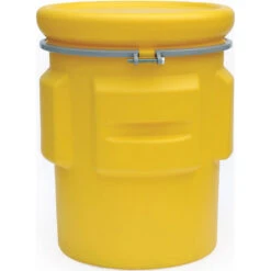 65 Gallon Yellow Salvage Plastic Drum With Bolt Ring, UN Rated