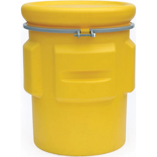 65 Gallon Yellow Salvage Plastic Drum With Bolt Ring, UN Rated 3 65 Gallon Yellow Salvage Plastic Drum With Bolt Ring, UN Rated