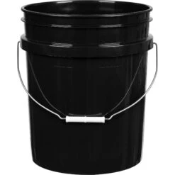 5 Gallon Black Plastic Pail (90 Mil), With Metal Handle (P5 Series) -Pagagoo Shop 56w05b 2 2