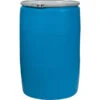 55 Gallon Blue Plastic Drum, UN Rated, Cover W/Metal Lever Lock, 2" & 3/4" Fittings -Pagagoo Shop 56w55b 1 2