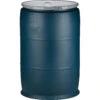 55 Gallon Blue Plastic Drum, UN Rated, Natural Cover W/Metal Lever Lock, 2" & 3/4" Fittings -Pagagoo Shop 56w59b 1 1