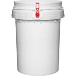 12 Gallon White Plastic Drum, Taper Sided, Threaded Opening, Life Latch, UN Rated