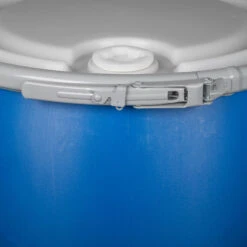57 Gallon Blue Plastic Drum, UN Rated, 2" & 3/4" Fittings, Cover W/Lever Lock Ring Closure -Pagagoo Shop 57 gallon blue open head plastic drum un rated 2 22 and 3 4 22 fittings cover with lever lock ring closure 56w54b 5