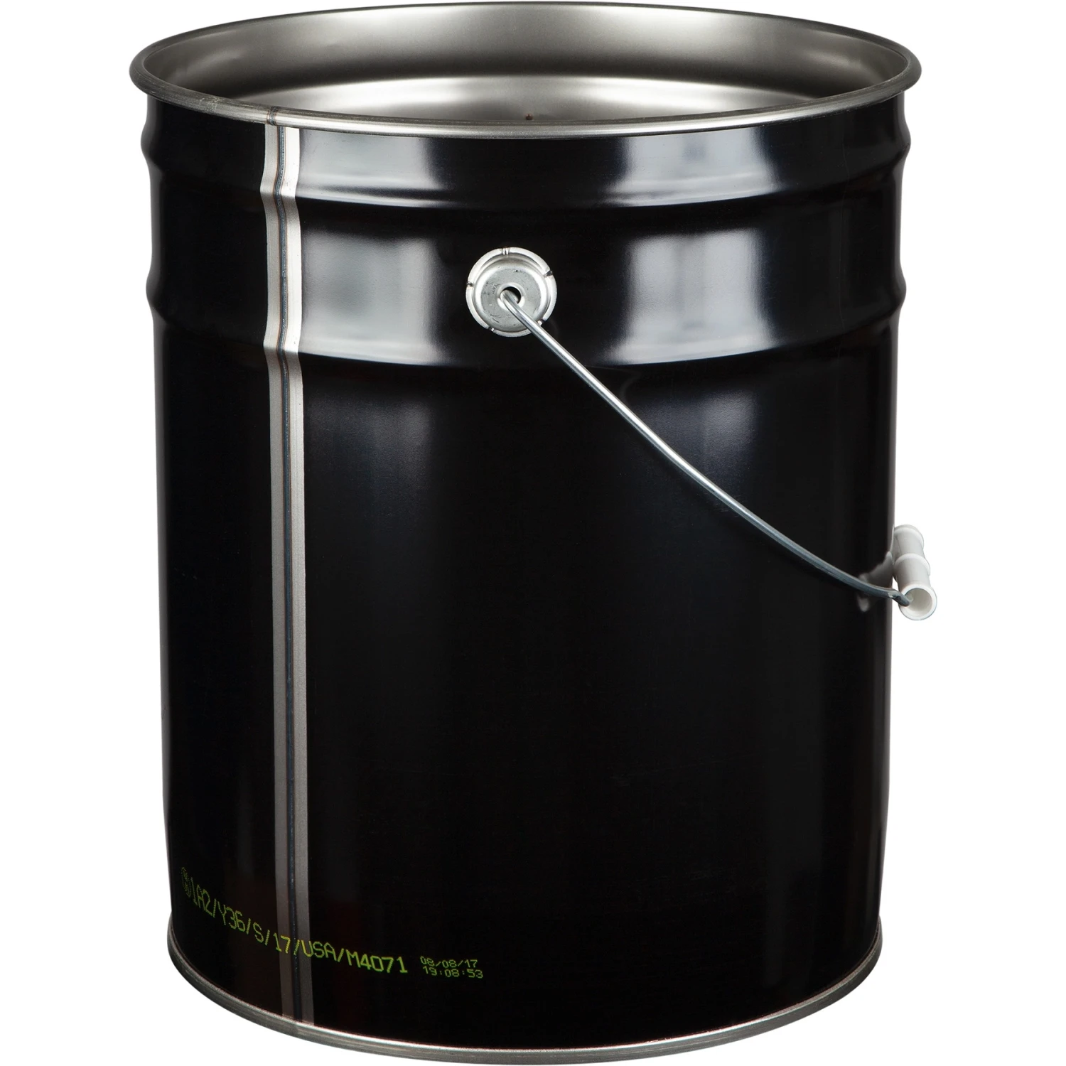 5 Gallon Black Open Head Steel Pail (26 Gauge) UN Rated, Unlined (S3 Series), Dish Cover Available - Image 2