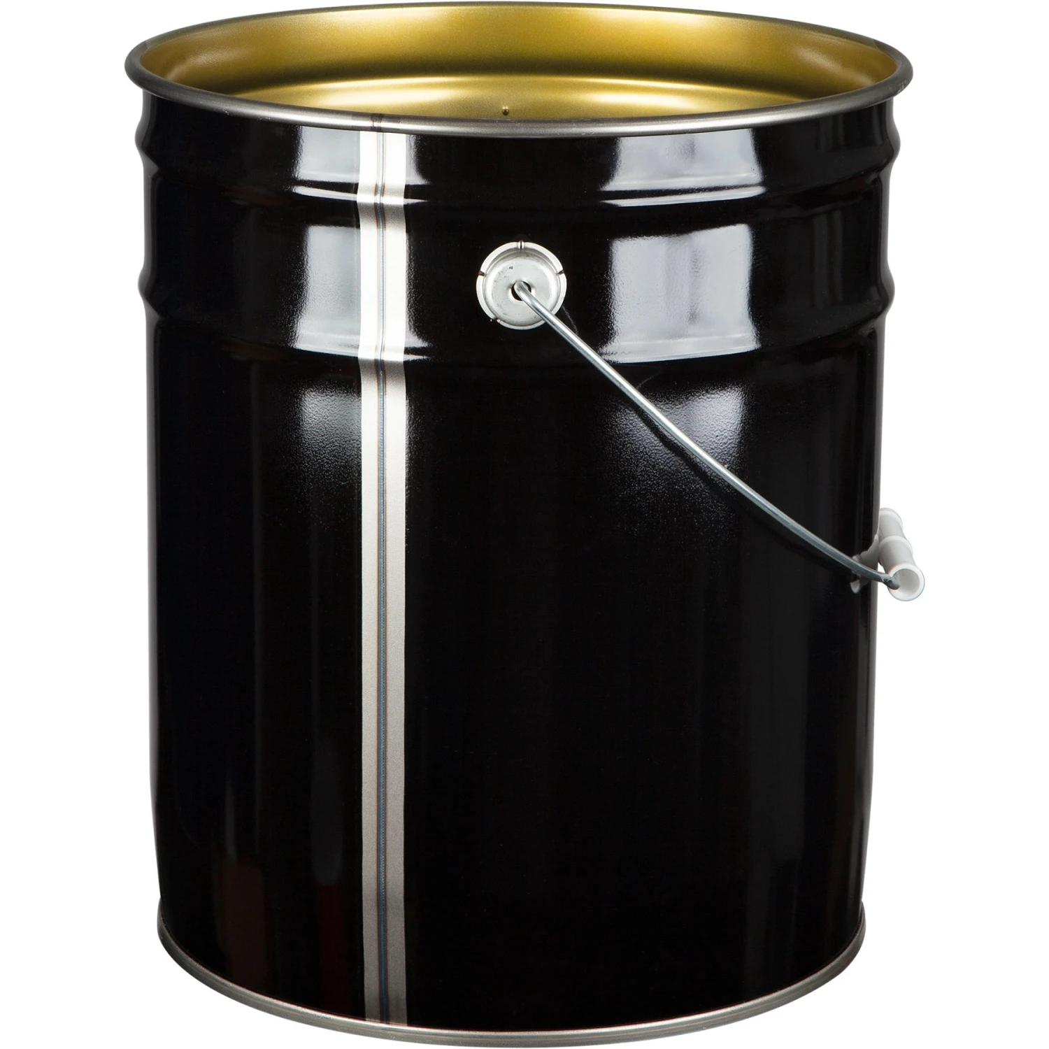 5 Gallon Black Open Head Steel Pail (28/26 Gauge) UN Rated, Gold Phenolic Lining (S3 Series) - Image 2