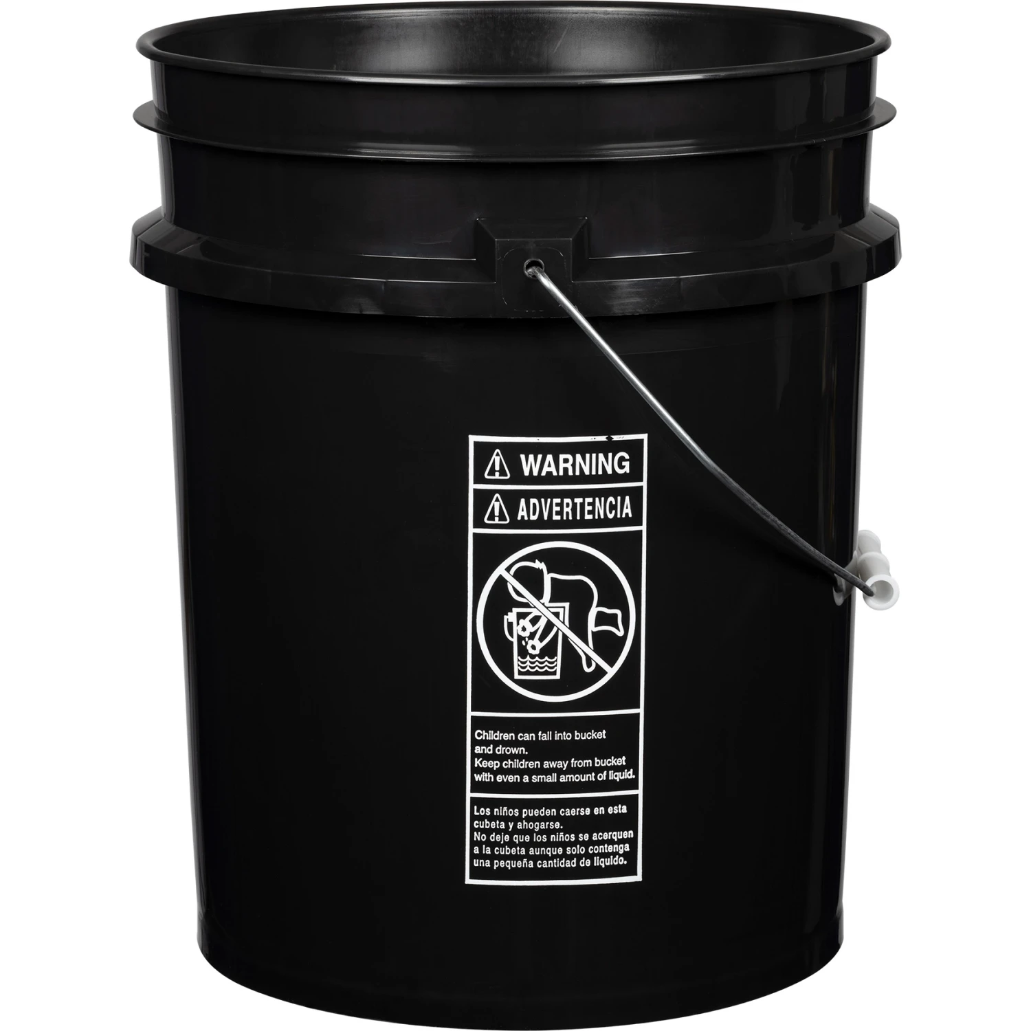 5 Gallon Black Plastic Pail (90 Mil), W/Metal Handle (P4 Series) 3 5 Gallon Black Plastic Pail (90 Mil), W/Metal Handle (P4 Series)