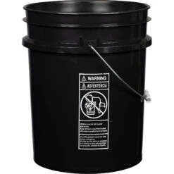 Unit Pack (120 Ea.) - 5 Gallon Black Plastic Pail (90 Mil), W/Metal Handle (P4 Series) -Pagagoo Shop 5 gallon black plastic pail 90 mil with metal handle 57wp5b 1 1