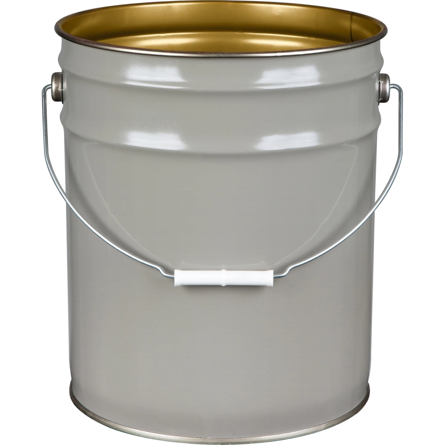 5 Gallon Gray Open Head Steel Pail (26 Gauge) UN Rated, Gold Phenolic Lining (S3 Series)