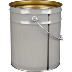 5 Gallon Gray Open Head Steel Pail (26 Gauge) UN Rated, Gold Phenolic Lining (S3 Series) -Pagagoo Shop 5 gallon gray open head steel pail 26 gauge un rated gold phenolic lining 26w11n 2