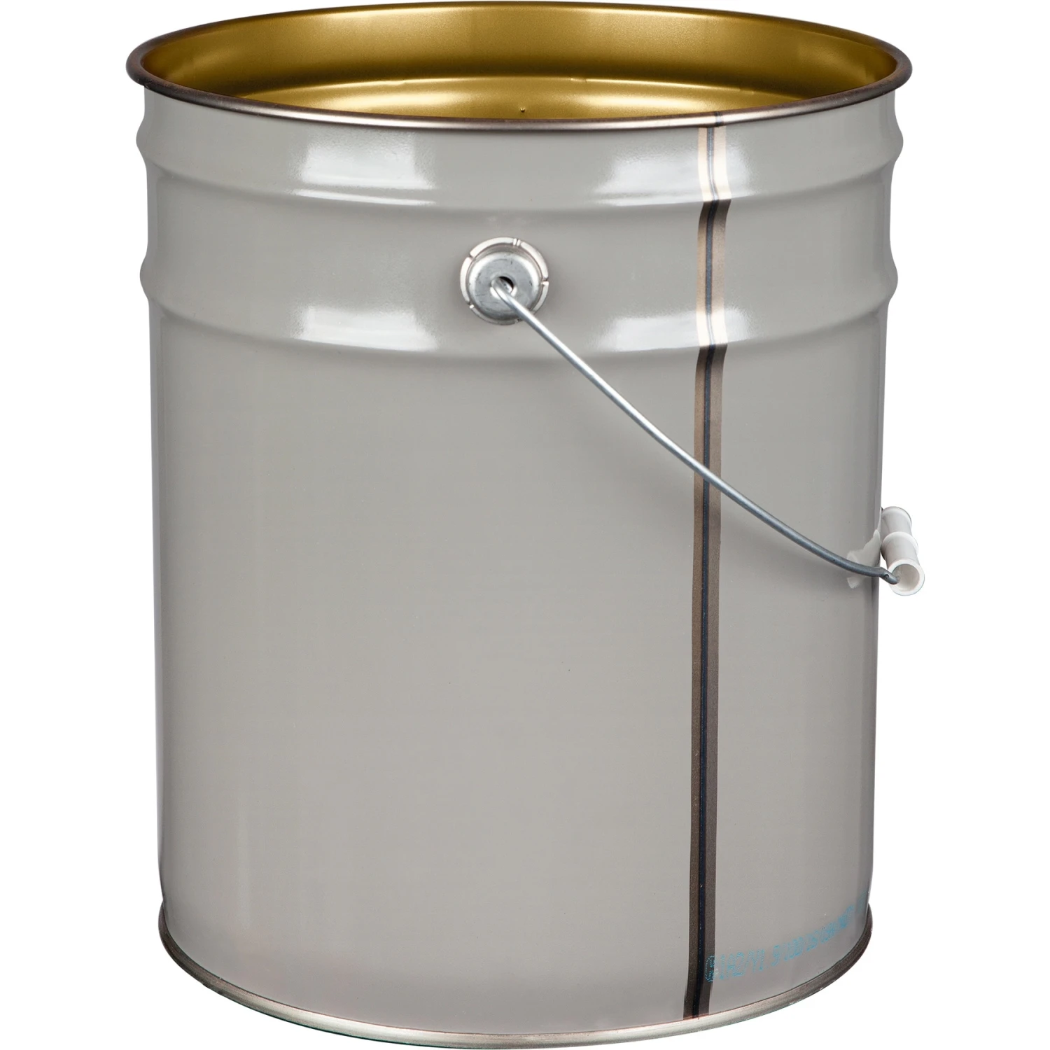 5 Gallon Gray Open Head Steel Pail (26 Gauge) UN Rated, Gold Phenolic Lining (S3 Series) - Image 2