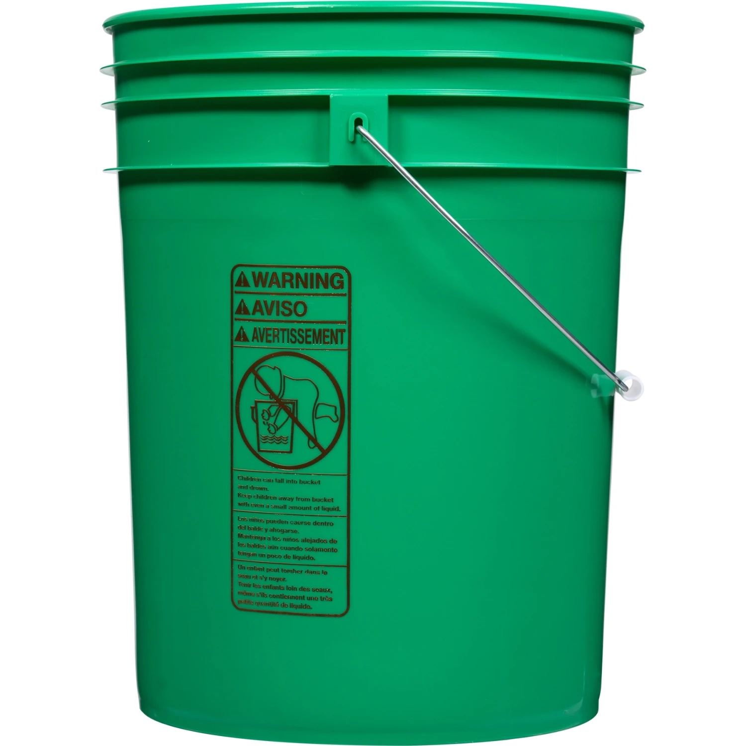 5 Gallon Green Plastic Pail (90 Mil), W/Metal Handle (P7 Series)