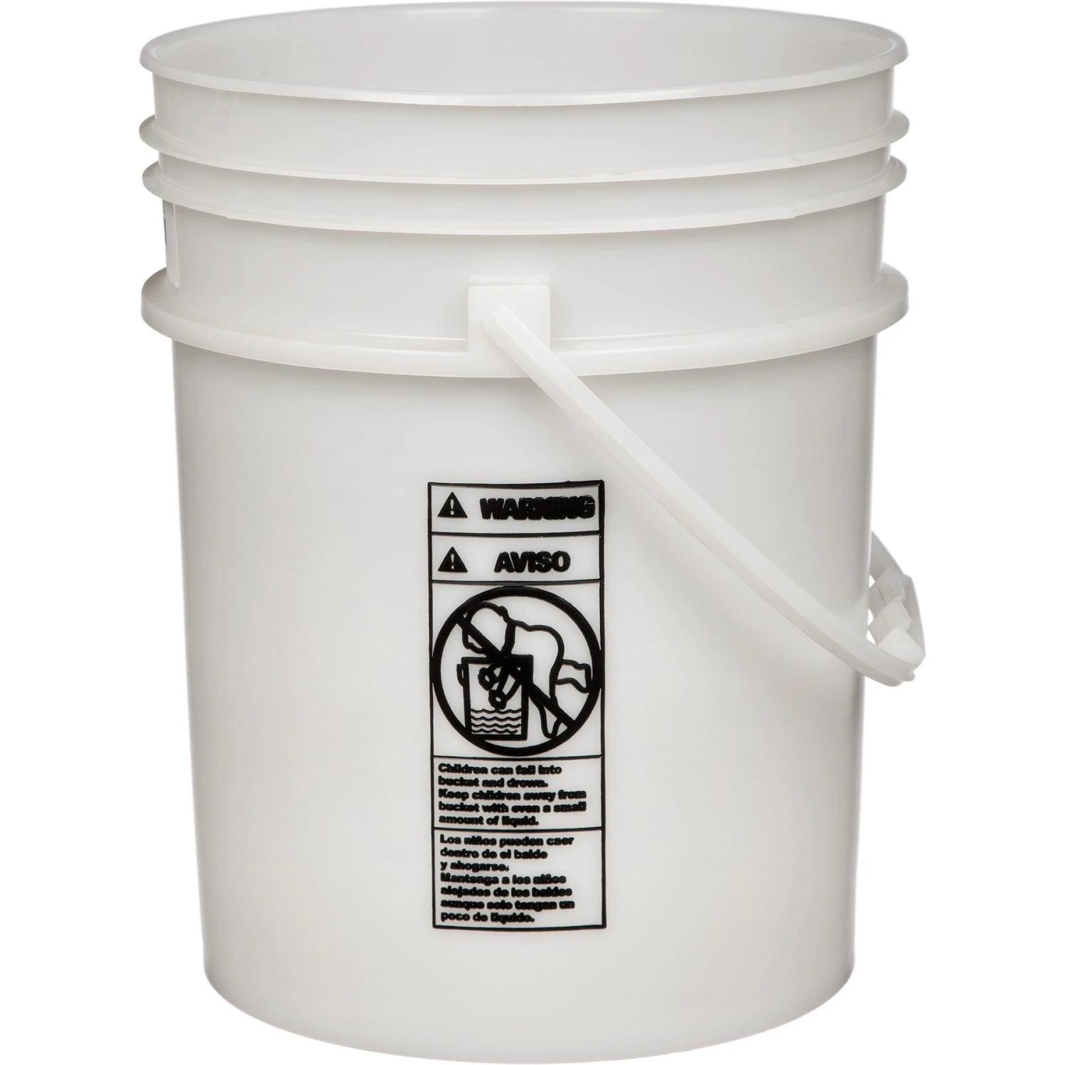 5 Gallon Natural Plastic Pail (90 Mil), W/ Plastic Handle (P5 Series)