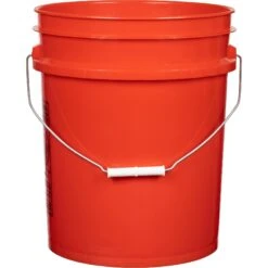5 Gallon Red Plastic Pail (90 Mil), W/ Metal Handle (P4 Series) -Pagagoo Shop 5 gallon red plastic pail 90 mil with metal handle 57wp5r 2