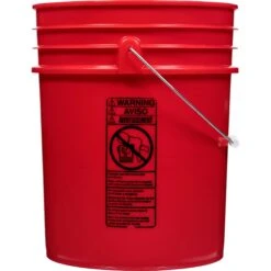 5 Gallon Red Plastic Pail (90 Mil) W/Metal Handle (P9 Series)