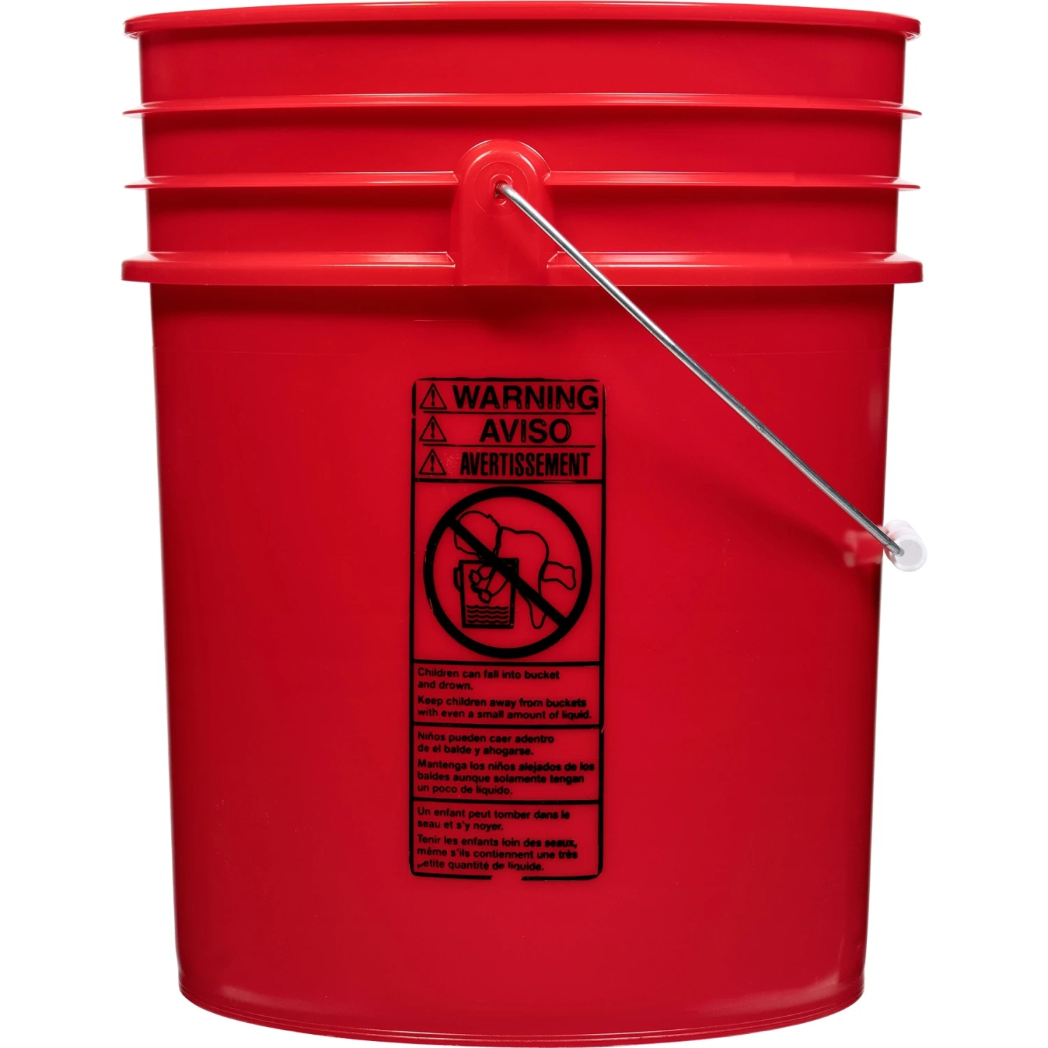 5 Gallon Red Plastic Pail (90 Mil) W/Metal Handle (P9 Series)
