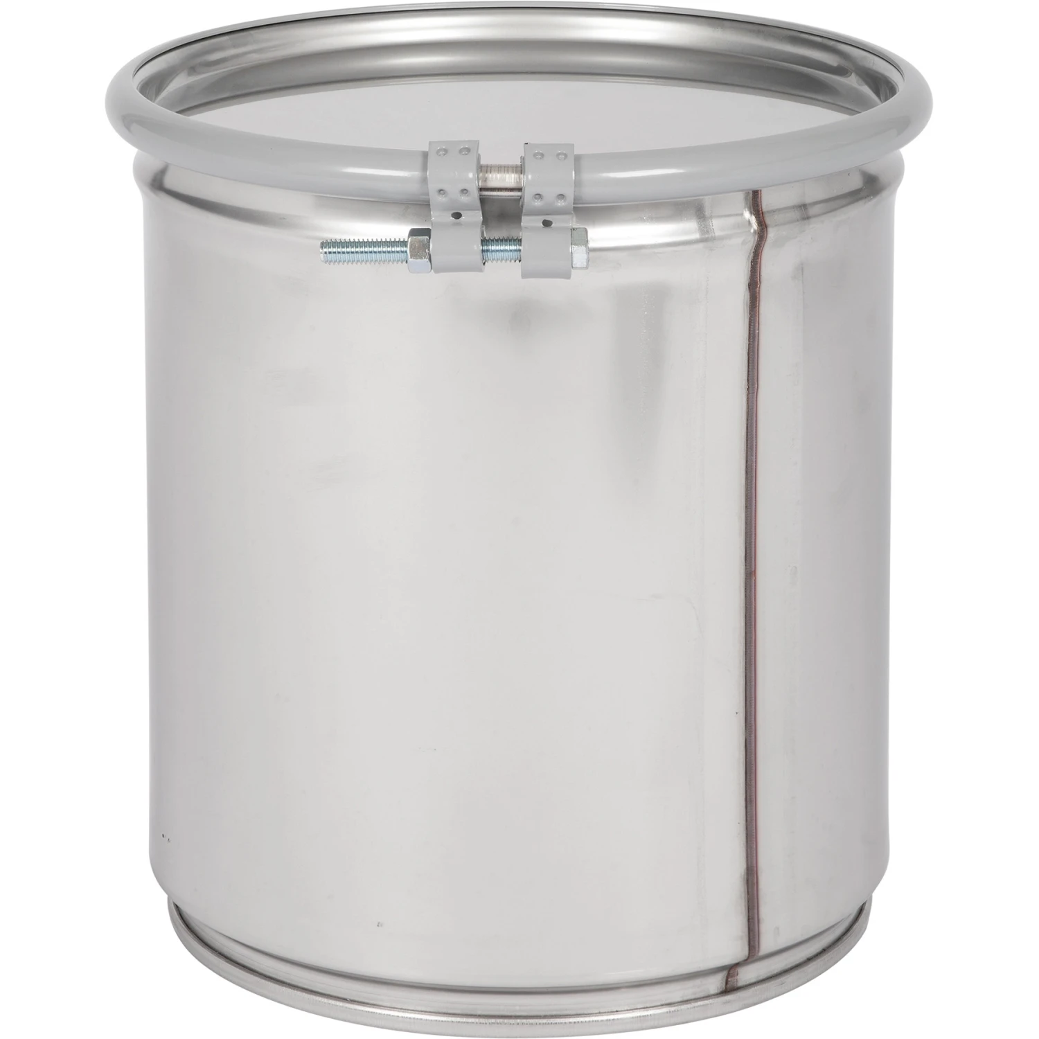 5 Gallon Stainless Steel Drum, UN Rated, Cover W/Bolt Ring