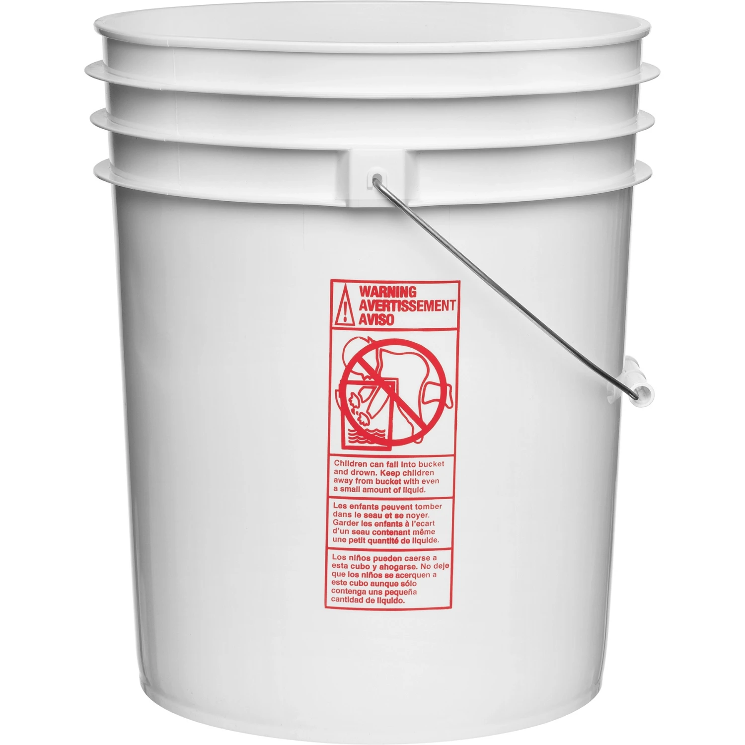 5 Gallon White Plastic Pail (90 Mil) W/Metal Handle, UN Rated (P8 Series)
