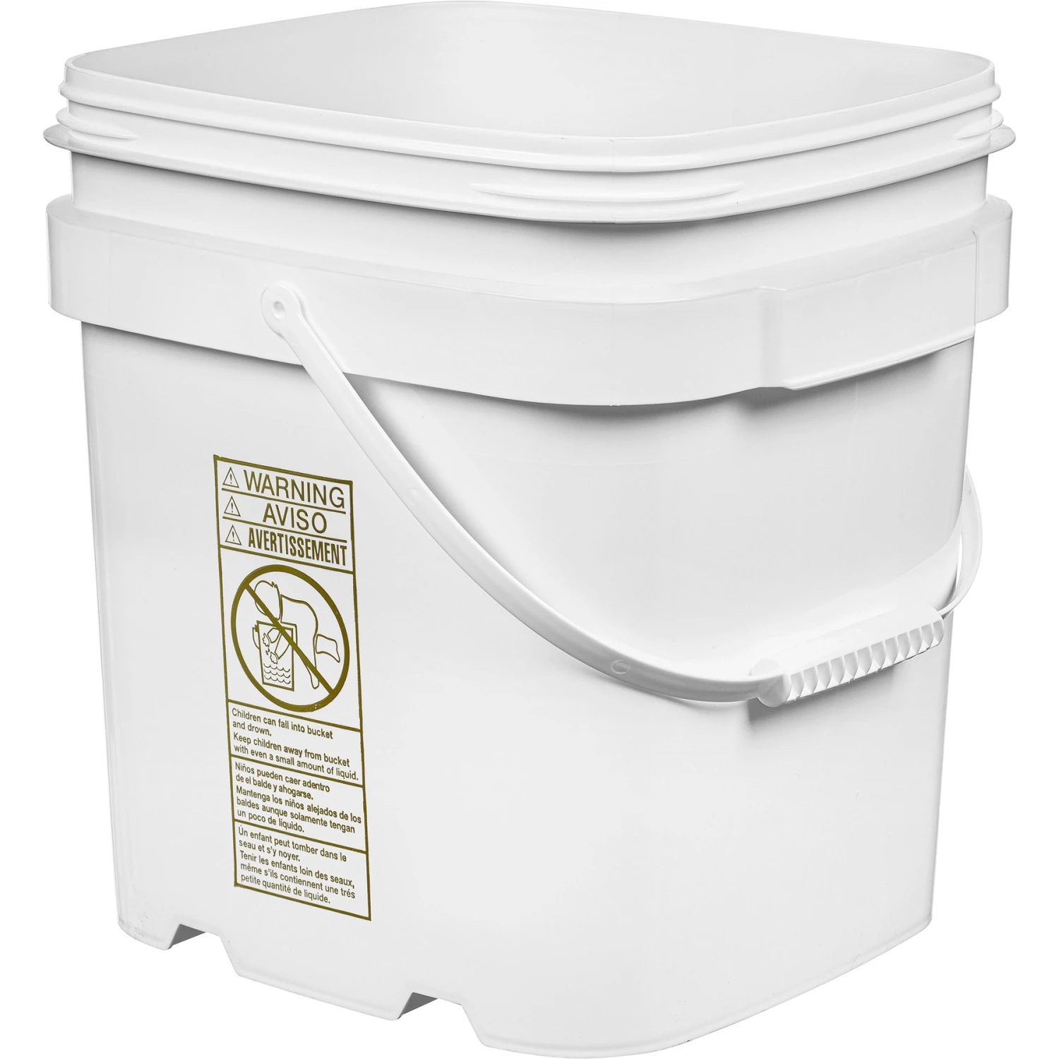 6.5 Gallon White Square Plastic Pail W/Plastic Handle 5 6.5 Gallon White Square Plastic Pail W/Plastic Handle - Image 3