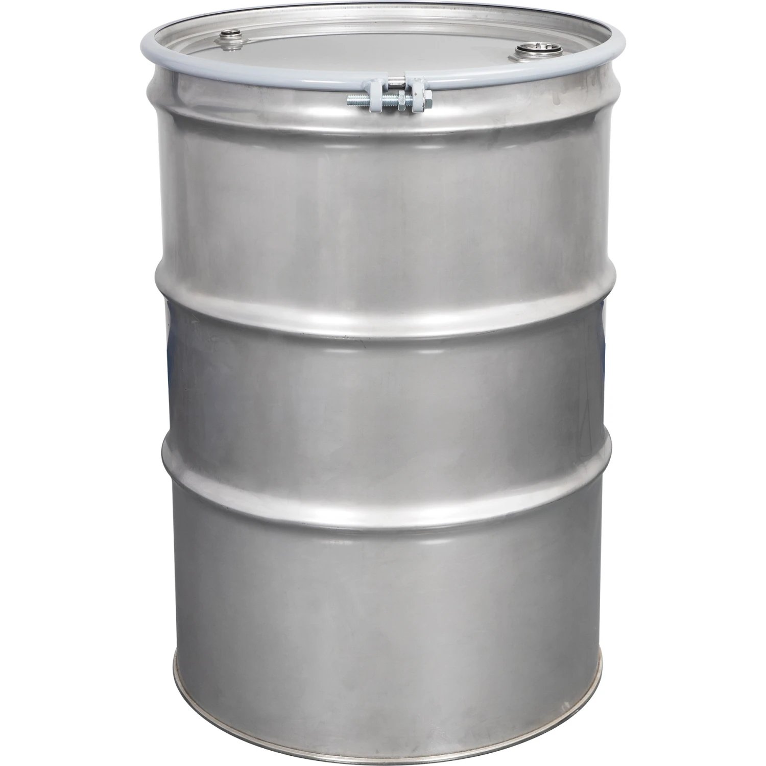 85 Gallon Stainless Steel Drum, UN Rated, Cover W/Bolt Ring, 2" & 3/4" Fittings 3 85 Gallon Stainless Steel Drum, UN Rated, Cover W/Bolt Ring, 2" & 3/4" Fittings