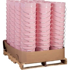 Unit Pack (120 Ea.) - 5 Gallon Pink Plastic Pail (90 Mil), W/Metal Handle (P4 Series)