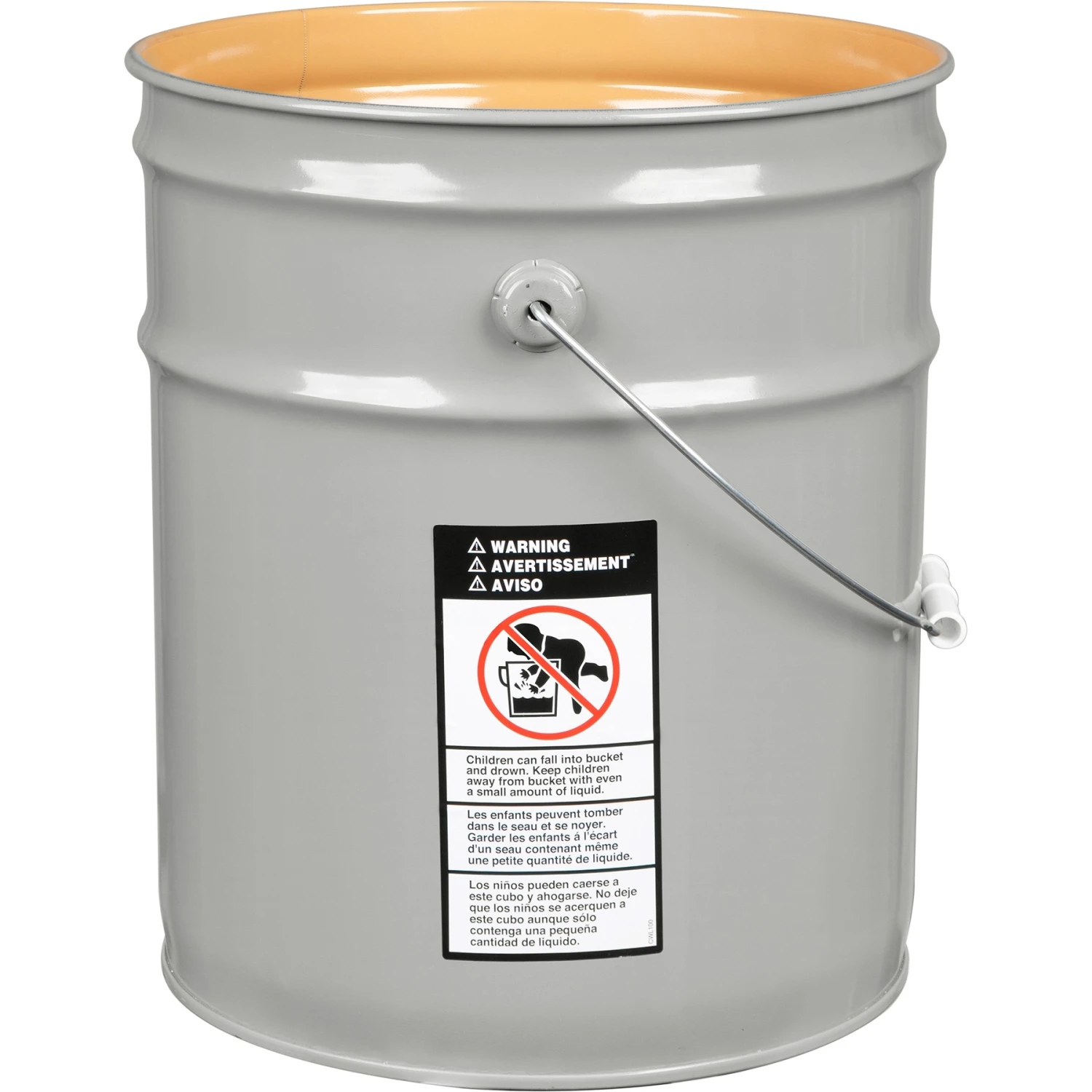 5 Gallon Gray Steel Pail & Cover (24 Gauge) UN Rated, Epoxy Phenolic Lining (S3 Series) - Image 5