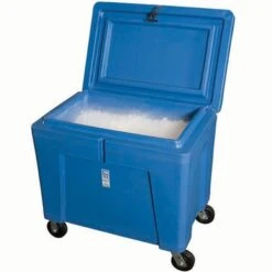 Polar® PB11HLC - 82 Gallon Insulated Bin W/Hinged Lid, Wheels & Drain (11 Cu Ft)