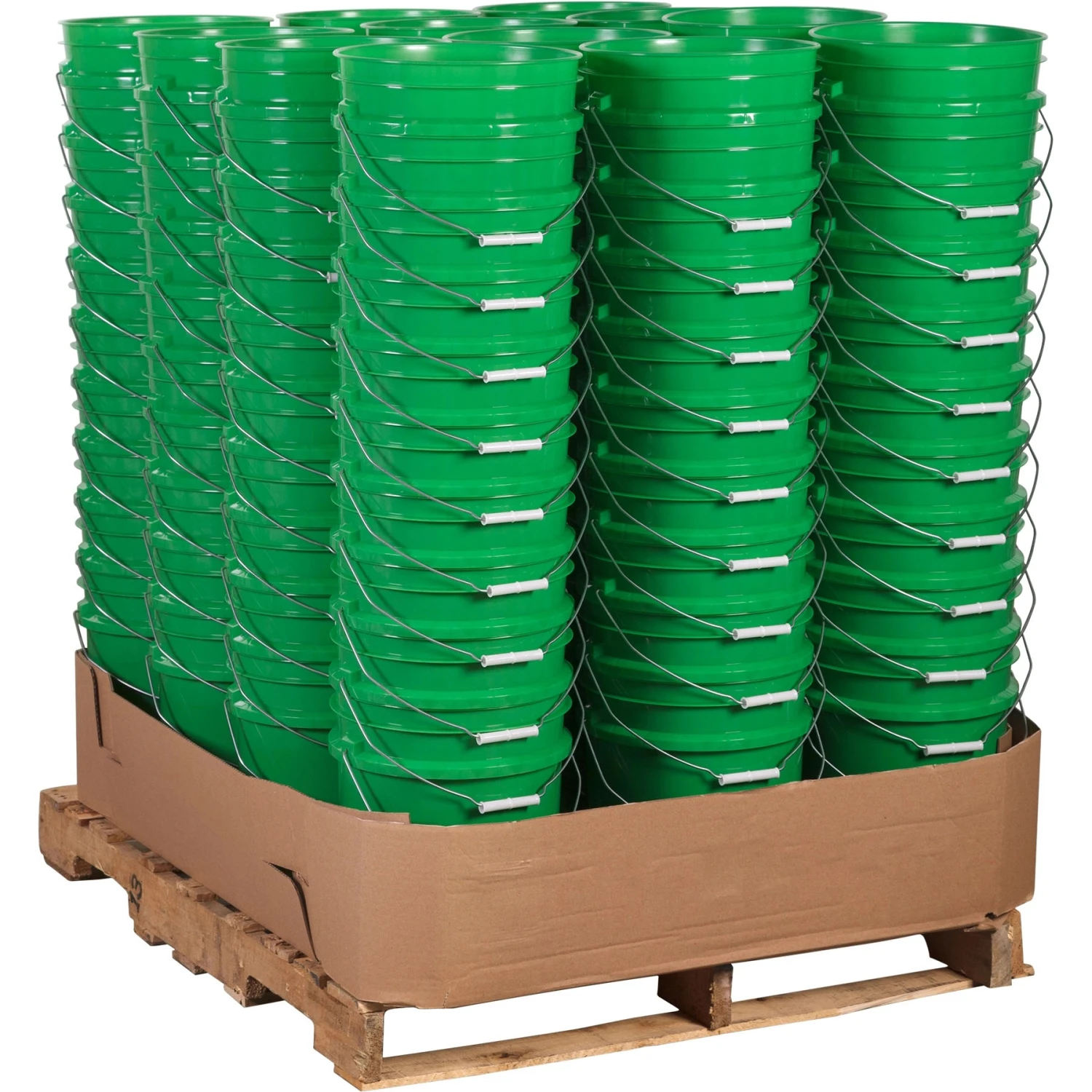 Unit Pack (120 Ea.) - 5 Gallon Green Plastic Pail (90 Mil), W/Metal Handle (P4 Series)