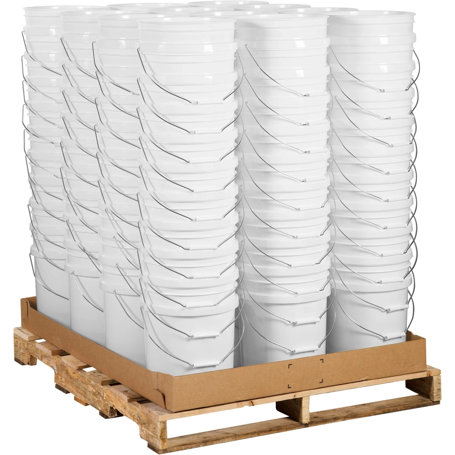 Unit Pack (120 Ea.) 5 Gallon White Plastic Skinny Pail (75 Mil) W/Metal Handle (P4 Series)